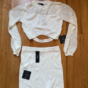 Lulu's Elegant Cream Knit Skirt Set